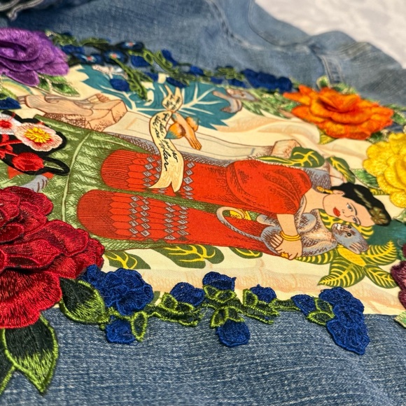 Upcycled Frida Kahlo vintage Jean jacket - Picture 5 of 9